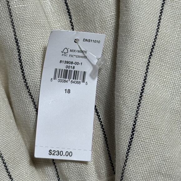 New Banana Republic Linen Striped Double Breasted Blazer Jacket Womens 18 $230 - Picture 3 of 8